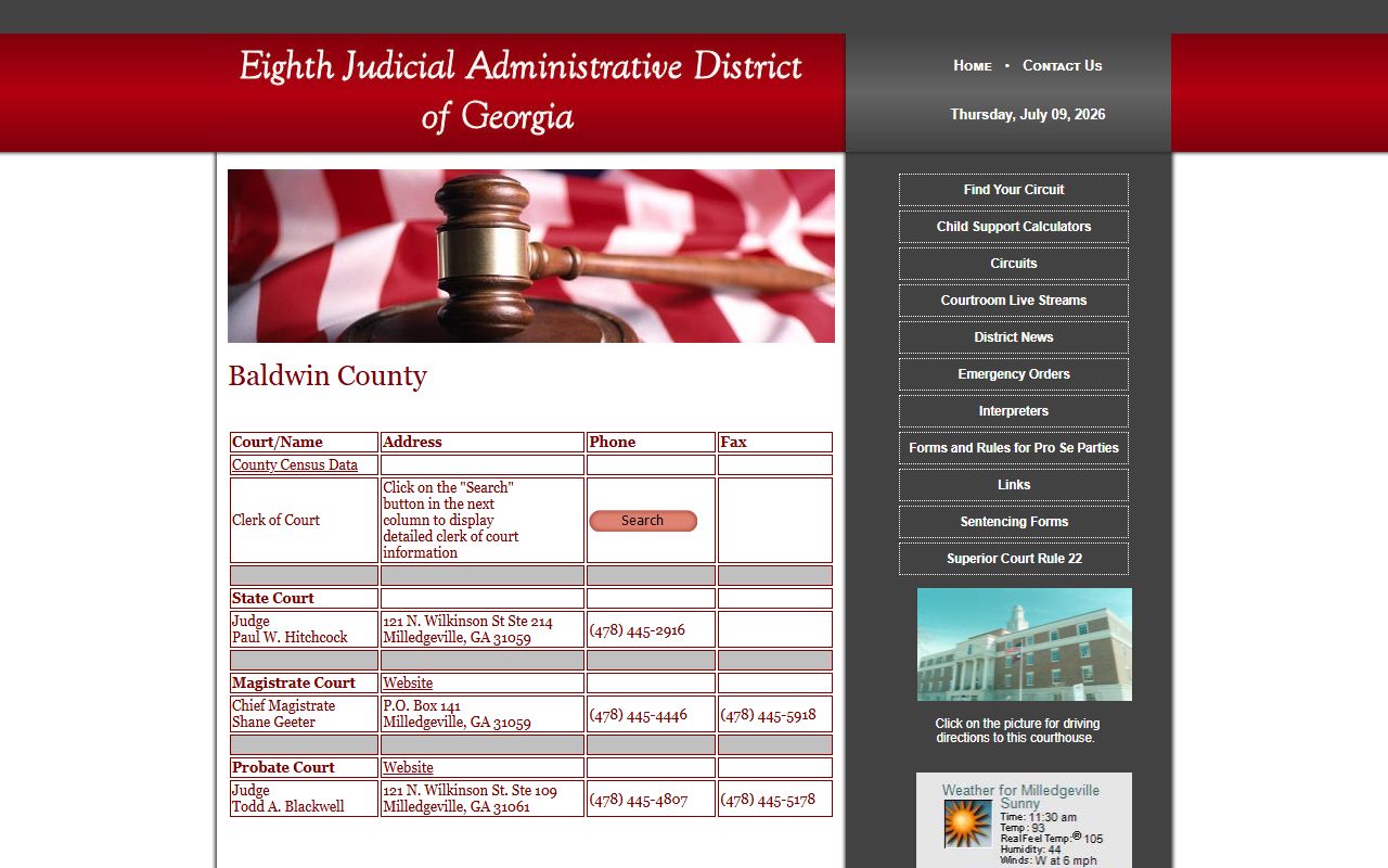 Baldwin County court dockets Eighth District Baldwin County contacts source