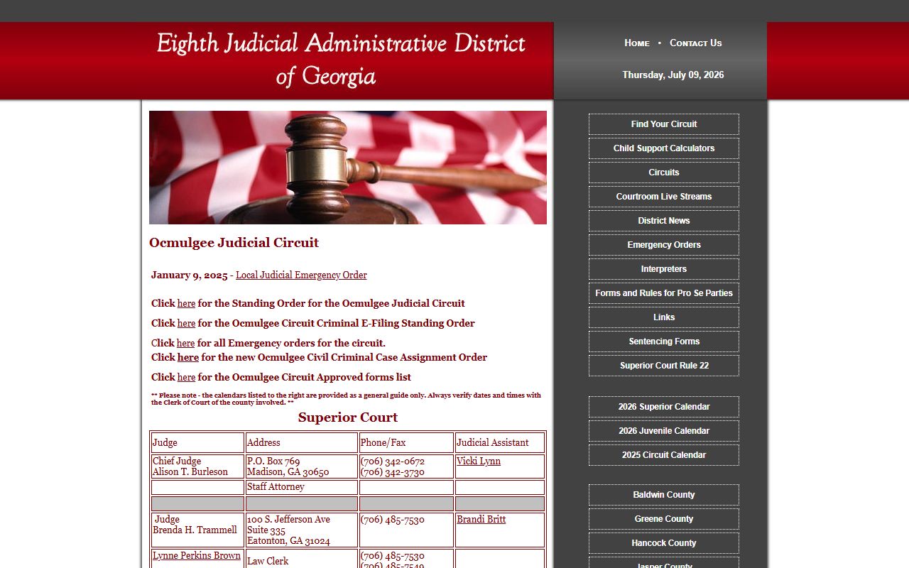 Baldwin County court dockets Eighth District Ocmulgee Circuit directory source