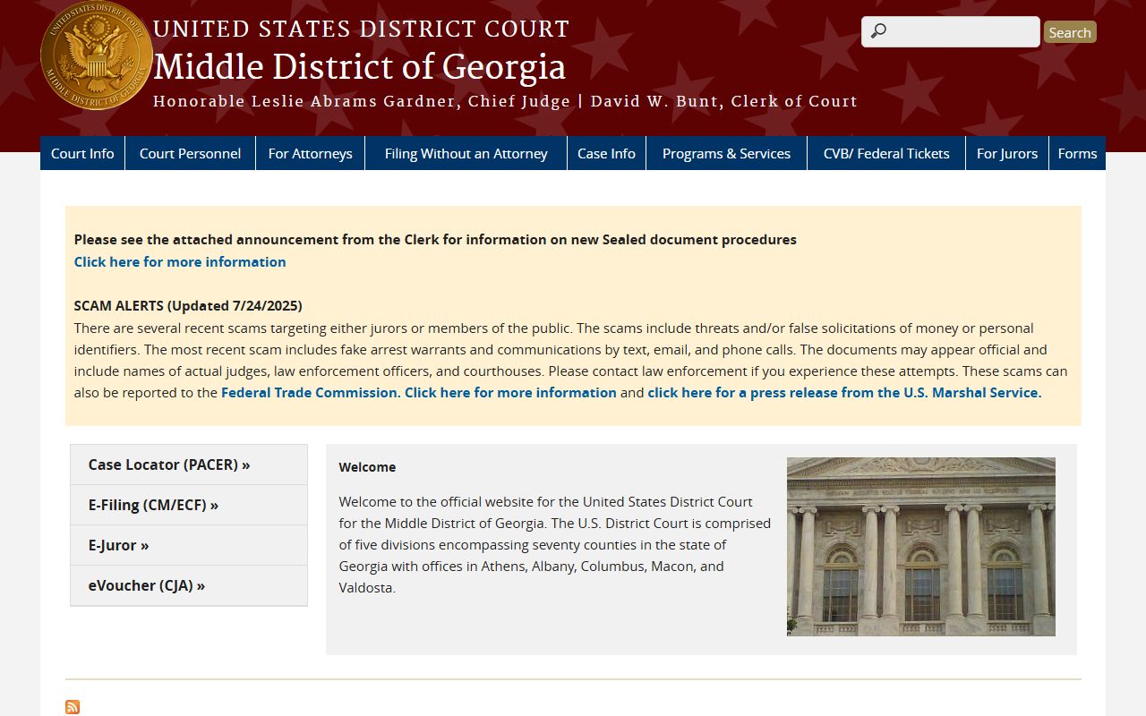 Baldwin County criminal court records Middle District of Georgia homepage source