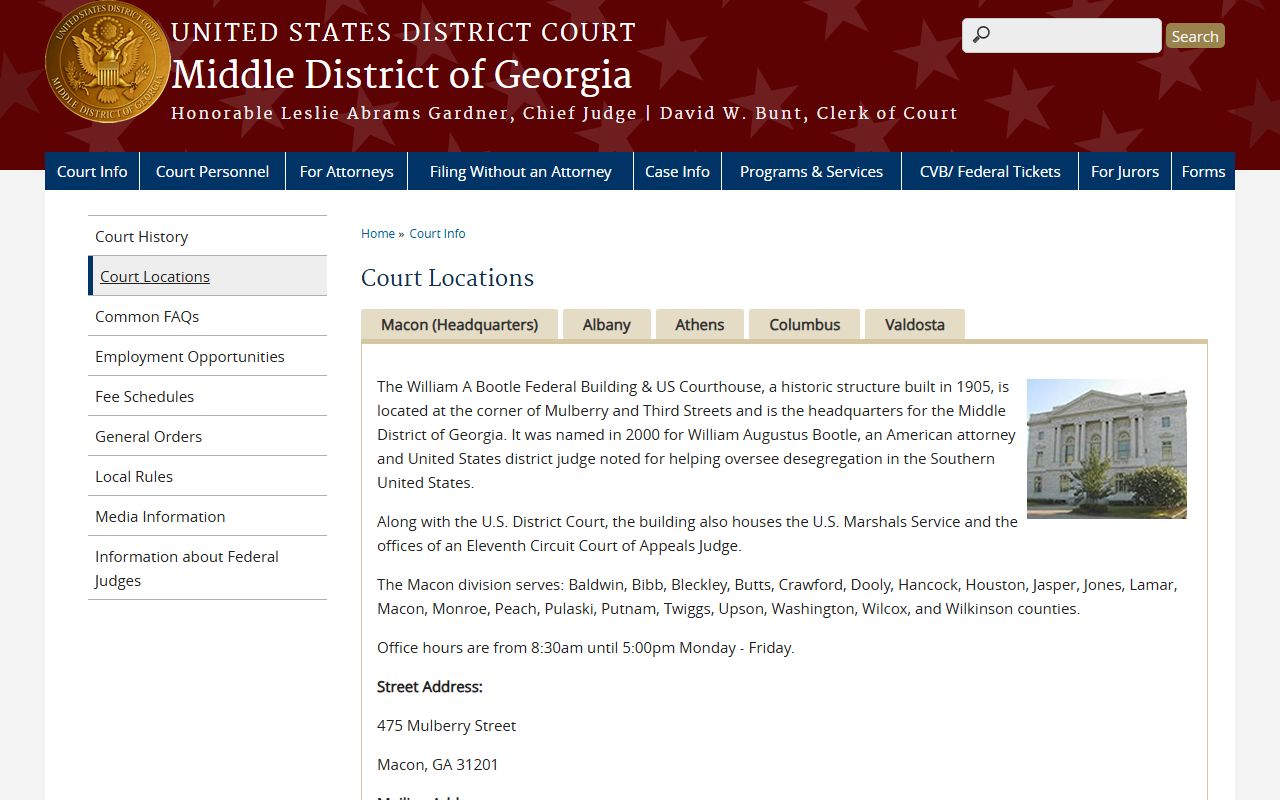 Baldwin County criminal court records Middle District Macon Division locations source