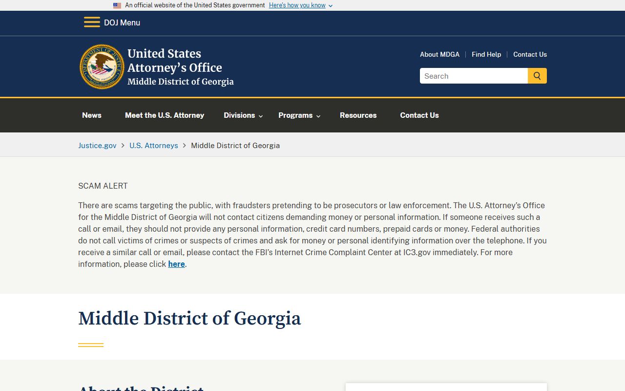 Baldwin County criminal court records U.S. Attorney Middle District of Georgia source