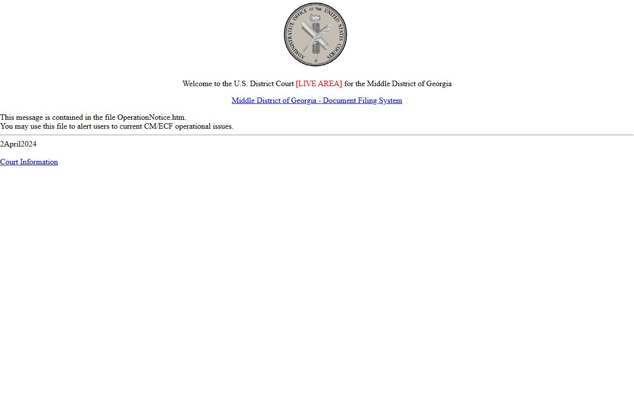Middle District of Georgia CM/ECF federal court system