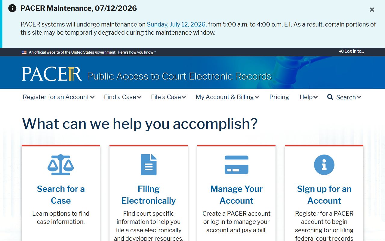 PACER federal court records portal