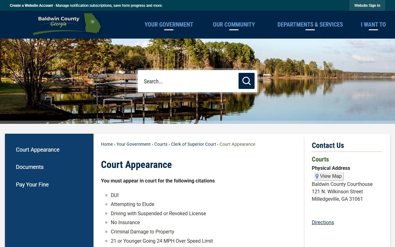 Baldwin County traffic court records court appearance requirements