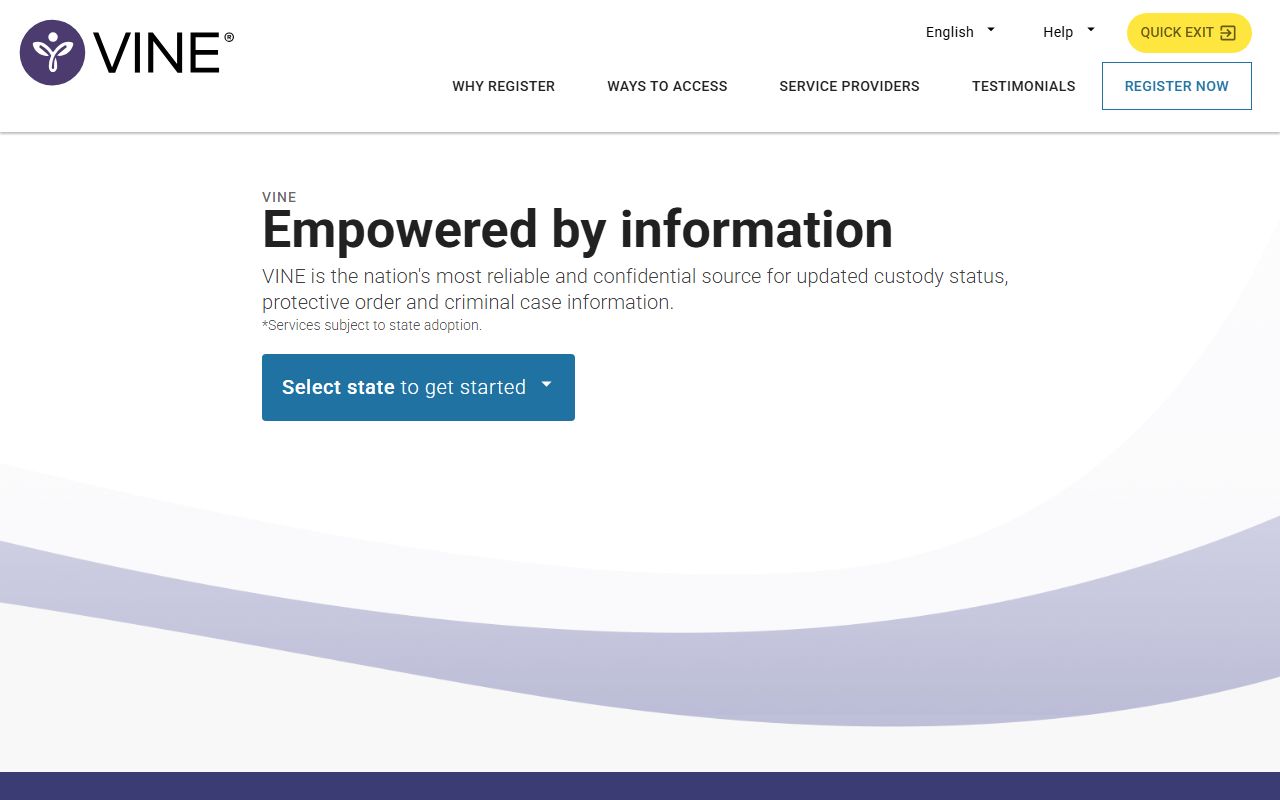 VINELink custody notification portal connected to offender and inmate status alerts